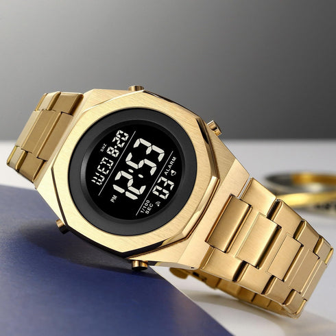 Men's Wrist Watches Stainless Steel Digital Watch Men, Hexagon Designer Watch for Men, Waterproof Watch with Alarm Date & Light...