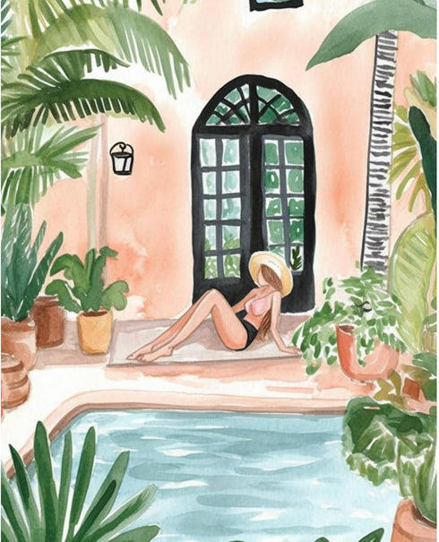 Tucocoo Vacation Painting by Numbers for Adults and Beginner Sexy Girl Picture Paint by Numbers on Canvas Easy to Painting with Brushes and Acryli...