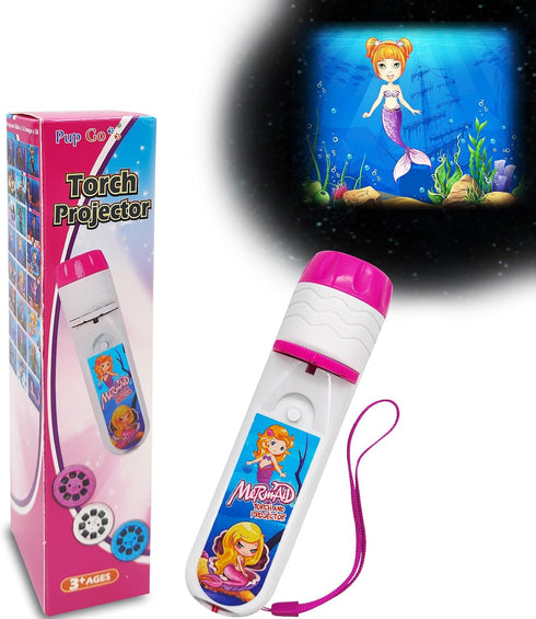 Mermaid Torch and Projector with 3 Discs 24 Images, Pink Torches Toys for Girl Age 3 4 5 6 7 Year Old Kids, Fairy Gifts for Girls, Projector Night...