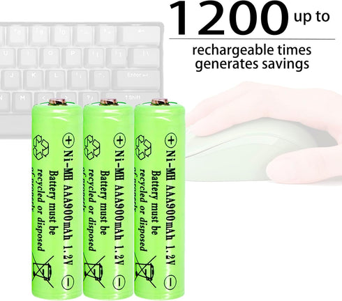 10 Packs 1.2v AAA 900mAh Ni-MH Rechargeable Batteries for Solar Lights Solar Lamp(Triple A Size)...