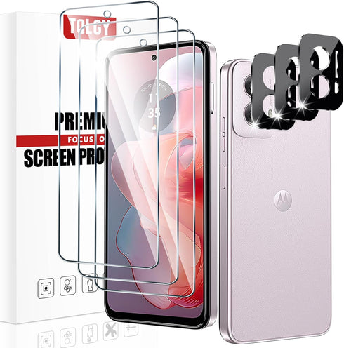 TQLGY 3 Pack Screen Protector for Motorola Moto G Power 5G 2024 with 3 Pack Camera Lens Protector, Ultra HD Tempered Glass, 9H Hardness, Anti-Scra...