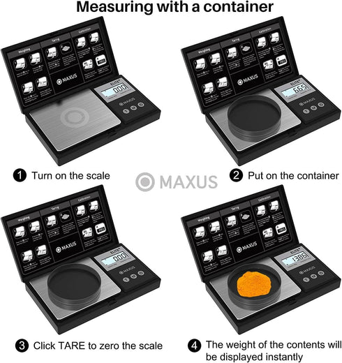 MAXUS Digital Pocket Gram Scale 500g x 0.01g High Precision with Tray, Weighs Small Food, Jewelry, Ounces, Grains, LCD Display, Tare Function...