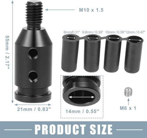 Gear Shift Knob Adapter Kit Universal with 4 Plastic Hoses Non Threaded Lever Cover Head Aluminum Alloy Black...