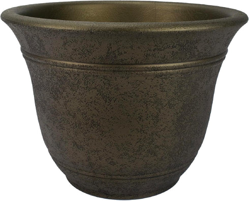 The HC Companies 7.5 Inch Sierra Round Self Watering Planter - Weather Resistant Plastic Resin Flower Garden Plant Pot Container, Celtic Bronze...