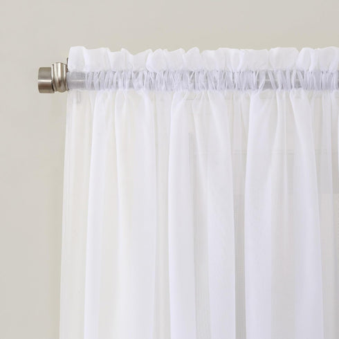 No. 918 Emily Sheer Voile Rod Pocket Curtain Panel, 59" x 120", White...