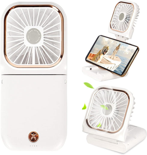 Portable Mini Fan Small Battery Operated Fan 5 in 1 as Power Bank,Phone Holder,Handheld Fan,Desk Fan, USB Rechargeable Personal Hand Fans,3000 mAh...