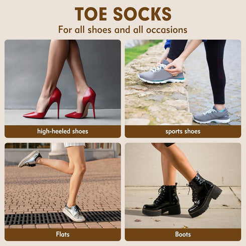 5 Pairs Toe Socks Women, Sock Align Toe Socks for Women for Bunions, No Show Toe Socks Women, Toe Compression Socks Toe Separator Socks...