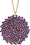 Long Pendant Necklace for Women - Womens Handmade Long Statement Beaded Crystal Large Disc Circle Pendant Gold Plated Sweater Chain Boho Necklaces...