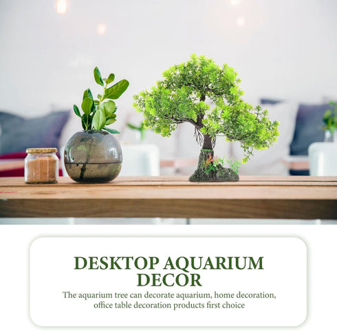 POPETPOP Artificial Aquarium Plant Plastic Water Plant Tree Fish Tank Bonsai Ornament Fish Tank Hideout Sushi Plate Decor for Aquarium Terrarium L...