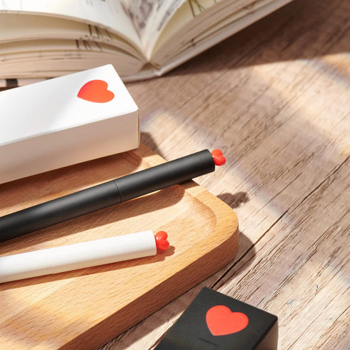 Kaco FIRST Gel Ink Pens, Pack of 2 Pieces Cute Stationery Heart Pen Set with Extra 4 Black Refills Quick Drying School Office Supplies Valentine's...