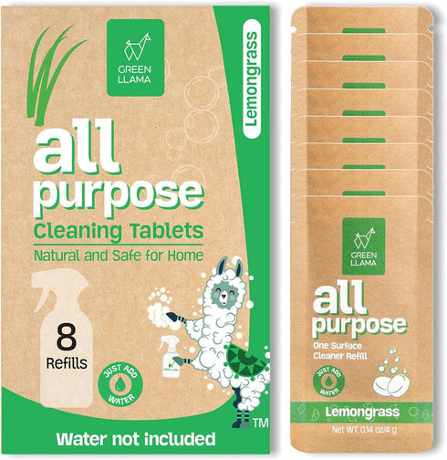 Eco-Friendly and Sustainable All-Purpose Refill Tablets | 8-Pack | Lemon Grass Scent | Natural Cleaning Solution for Home with Certified Compostab...