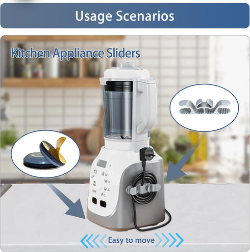 Appliance Sliders,24Pcs Self-Adhesive Kitchen Appliance Sliders,2Pcs Cord Organizer,Easy To Move and Save Space,Suitable for Countertop Kitchen Ap...