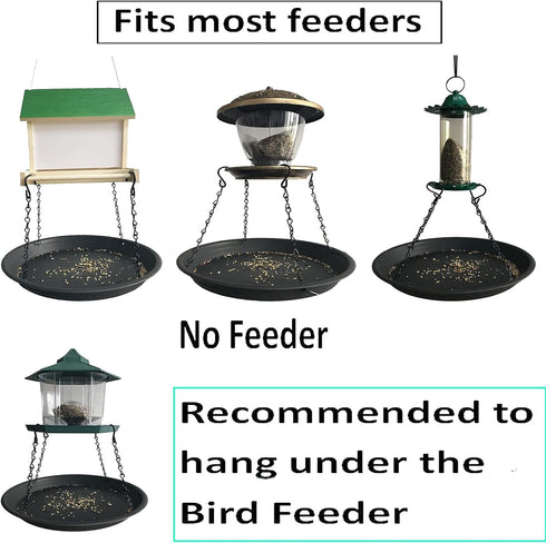 12.8" Homes Garden Platform Bird Feeder, Large Hanging Tray Squirrel Feeder, Bird Seed Catcher Tray, Bird Viewing, for Attracting Birds Outdoors, ...