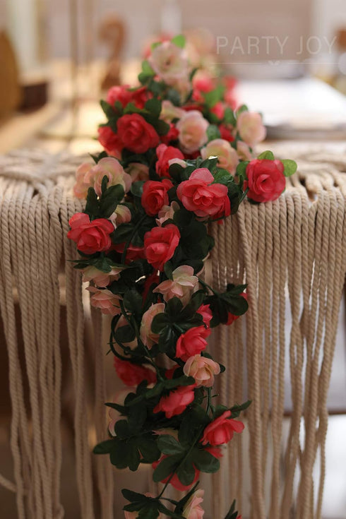 PARTY JOY 5pcs 41Ft Flower Garland Fake Rose Vine Artificial Flowers Hanging Rose Ivy Hanging Baskets Wedding Arch Garden Background Decor (Pink, ...