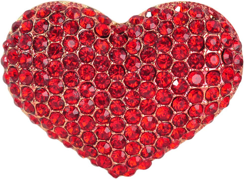 Gyn&Joy Gold Tone Red Colored Crystal Love Heart Brooch Pin...