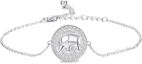 Sllaiss 925 Sterling Silver Elephant Bracelet Anklet Link Bracelet Cute Animal Bracelet for Women Jewelry Gifts...