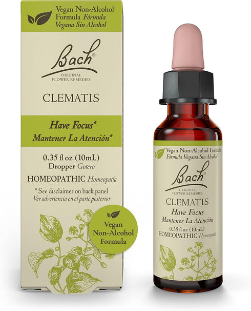 Bach Original Flower Remedies, Clematis for Focus and Concentration (Non-Alcohol Formula), Natural Homeopathic Flower Essence, Holistic Wellness a...