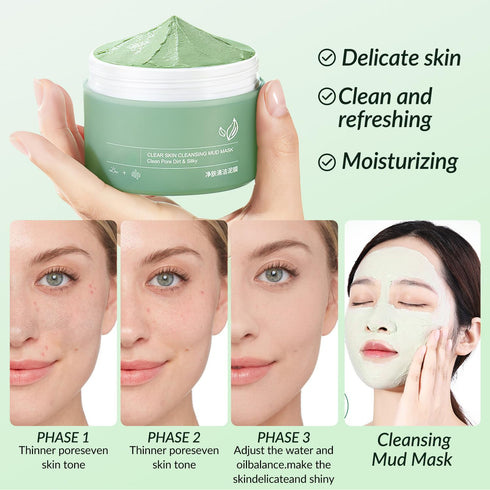 Clay Mask,Clear Skin Cleansing Mud Mask,Clay Facial Mud Mask,Face Masks Skincare Deep Cleansing Blackheads,Minimize Pores,Oil Control,Moisturizing...