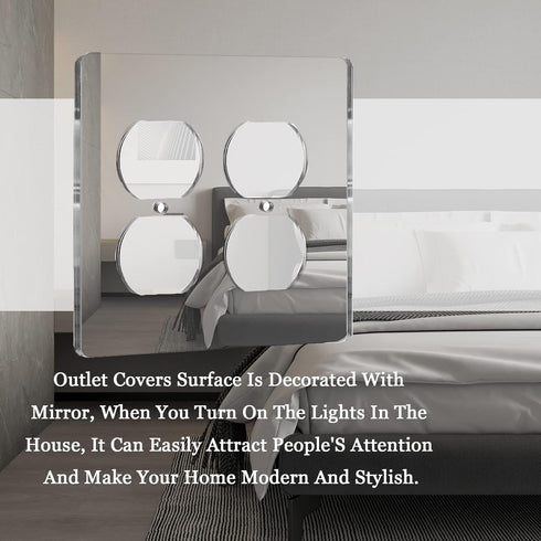 1 Pcs Mirror Outlet Covers Durable Light Switch Plates Acrylic Mirrored Double Gang Wall Plate Decorative Wall Outlet Cover Wall Plates For Electr...
