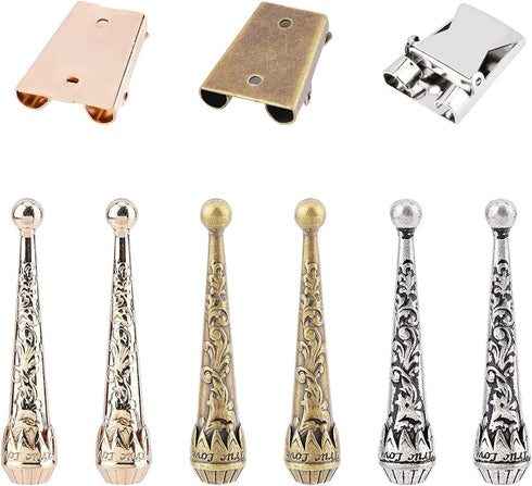 NBEADS 3 Sets Bolo Tie Findings, Bolo Tie Tips Replacement End Caps Kit, Bolo Tie Buckle Accessories with 6 Pcs Alloy Cord End and 3 Pcs Iron Bolo...