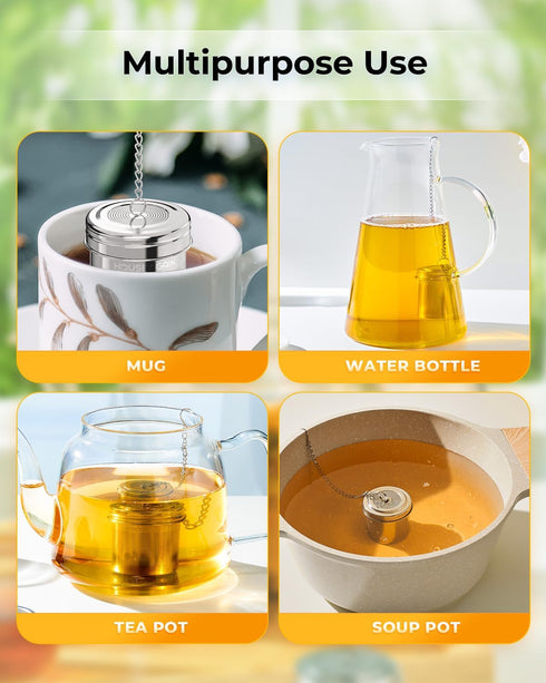 House Again Tea Infuser, Extra Fine Mesh Tea Strainers for Loose Tea, 18/8 Stainless Steel Tea Strainer with Extended Chain Hook, Tea Steeper for ...