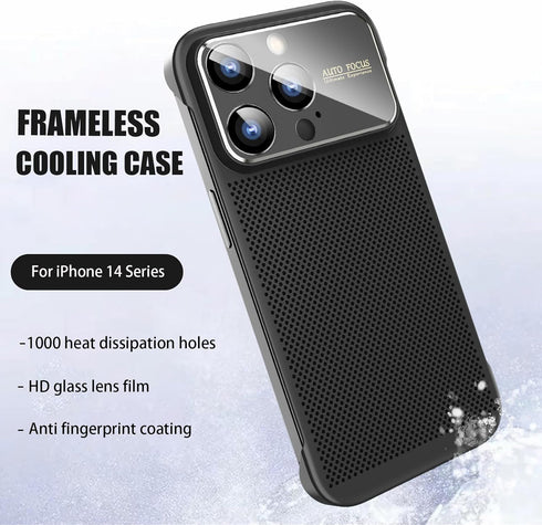 Losin Heat Dissipation Phone Case for iPhone 13 Pro with Window Glass Camera Lens Protection Frameless Breathable Cooling Hollow Design Slim Borde...
