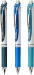 EnerGel RTX Retractable Liquid Gel Pen, 0.7mm, Note-Taking Hue, Navy, Blue, and Sky Blue Ink, Pack of 3 Pens (BL77LBNBP3M)...