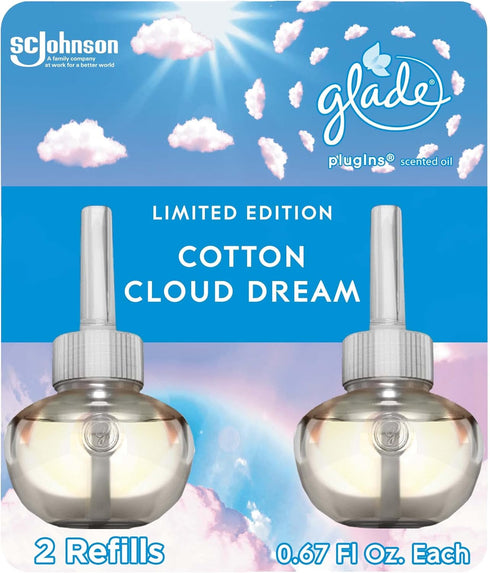 Glade PlugIns Refills Air Freshener, Scented and Essential Oils for Home and Bathroom, Cotton Cloud Dream, 1.34 Oz, 2 Count...