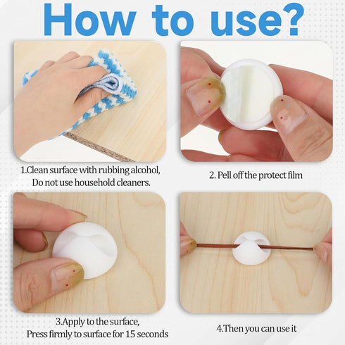 9 Pcs Adhesive Cable Clips, Charger Cord Holder for Nightstand, Cable Management Wire Cord Organizer for Desk, Nightstand, Phone Charger, Computer...