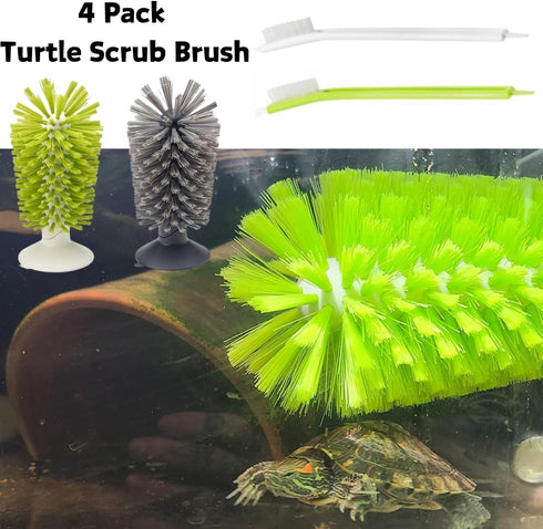 4 Pack Turtle Brush - Turtle Shell Cleaning Brush with Suction Cup for Tank Remove Aquatic Mud Dirt Tortoises Back Scratches Brush Promoting Shell...