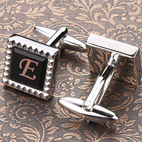 Mens Cufflinks Classic Shirt Business Wedding Initials Alphabet with Gift Box A-Z...