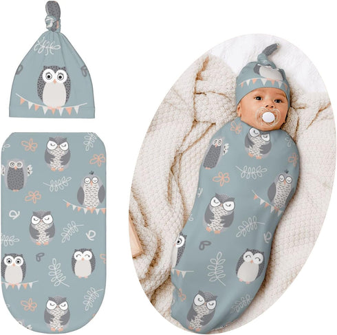Swaddle Blanket for Baby, Swaddling Sleeping Sacks, Unisex Baby Stuff with Hat, Owl...