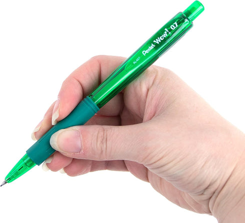 Pentel 0.7mm Wow Mechanical Pencil with Green Barrel, Box of 12 (AL407D)...