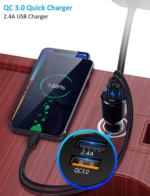 Bluetooth FM Transmitter Car Adapter,Support Wireless Handsfree Call and MP3 Music/APP Audio Play,1.8" Color Screen,3 USB Charger,3.5mm AUX Port,C...