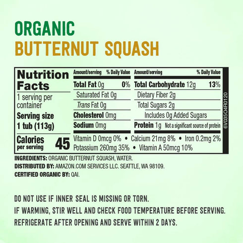 Amazon Brand - Mama Bear Organic Baby Food, Butternut Squash, vegetarian, 4 ounce (Pack of 12)...