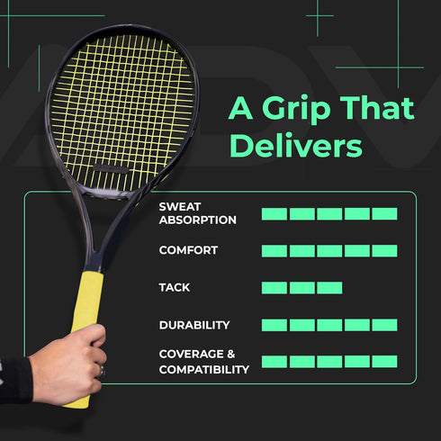 ADV Dry Tennis Overgrip Tape - 12-Pack - FeltTac Tennis Racket Grip Tape - Ultra Absorbent Tennis Grip Tape - High Velvety Comfort Tennis Racket G...