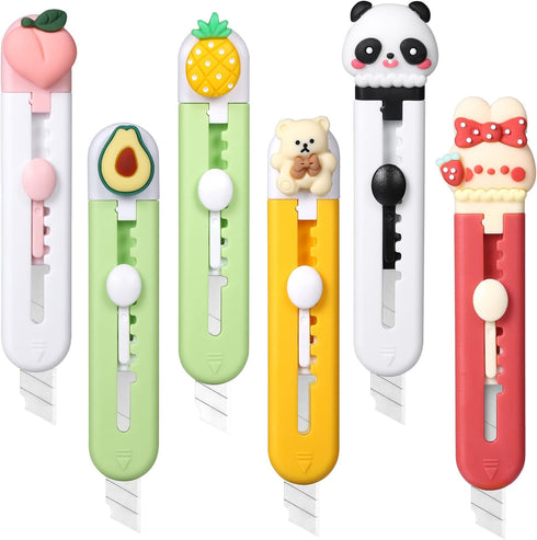 6 Pack Box Cutter Retractable, Sharp Utility Knife Retractable, Cute Box Cutters for Office, Home, Arts Crafts, Cartons, Cardboard, Paper...