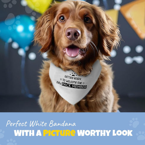 Adjustable Dog Bandana, Getting Ready to Welcome Our New Pack Member, Washable Pet Accessories for Dog Lovers, Made with Soft Cotton, Size - 28 x ...