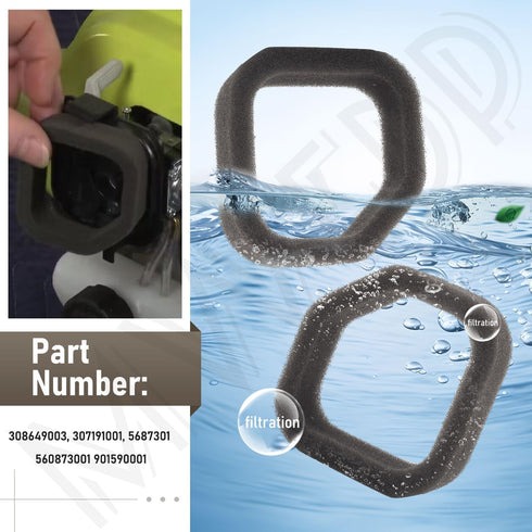 308649003 307191001 5687301 Air Filter & Cover Compatible with Ryobi RY251PH RY252CS RY253SS RY254BC 25CC 25.4cc String Trimmers Tune-Up Kit/Gas S...