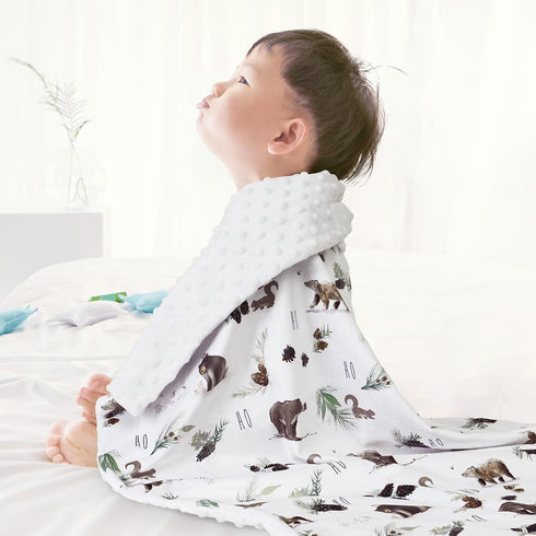 david's kids Minky Baby Blanket for Boys Girls Neutral, Soft Lightweight Micro Fleece Blanket with Double Layer, Dotted Backing, Receiving Blanket...