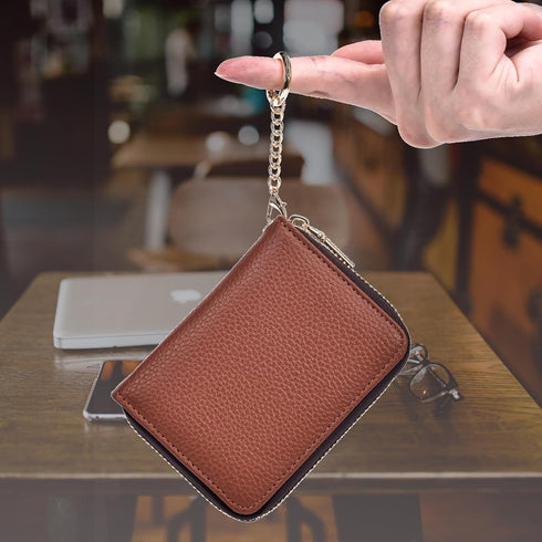 Credit Card Holder For Women, Rfid Blocking Small Compact Bifold Credit Card Wallet With Zip Close, ID Card Holder With Key Chain, Waterproof Purs...