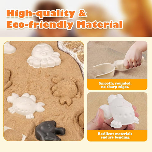 Beach Sand Toys,18PCS Beach Toy Trolley with Beach Bucket,Beach Shovels,Water Wheel,Watering Can and Sea Animals Molds,Summer Outdoor Travel Toys ...