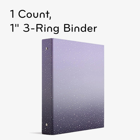 U Brands Eco-Conscious Celestial 1" Binder, Purple, Gold Metal O-Rings...
