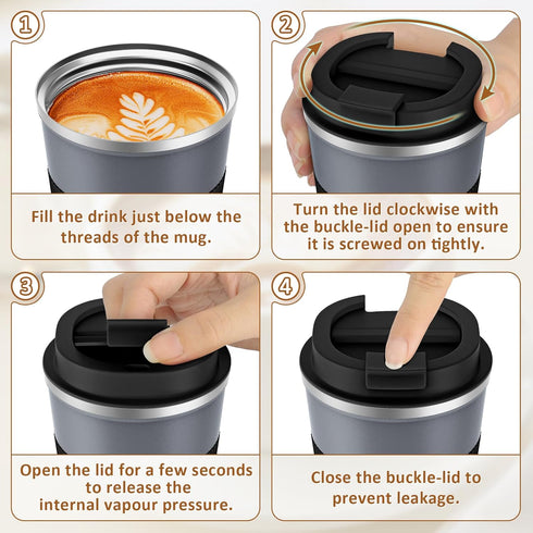 KETIEE Travel Coffee Mug Spill Proof 12oz, Insulated Reusable Coffee Cups with Seal Lid, Vacuum Stainless Steel Travel Mug to Go Car Tumbler for H...