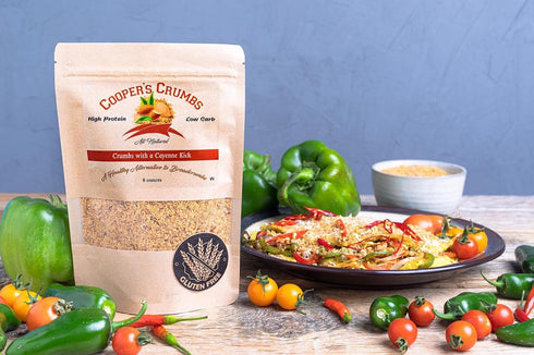 Cooper's Crumbs All Natural Gluten Free Low Carb Bread Crumb Alternative, High Protein, Vegan, Certified Kosher, Paleo, Keto (Crumbs with a Cayenn...