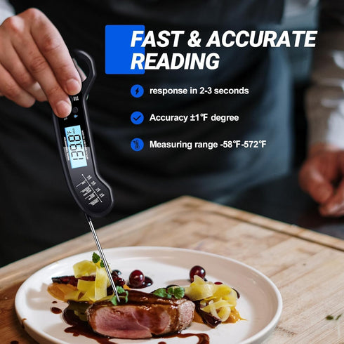 Meat Thermometer Digital, Instant Read Meat Thermometer for Grill and Cooking, IP66 Waterproof Food Thermometer for Kitchen and Outside, BBQ, Turk...