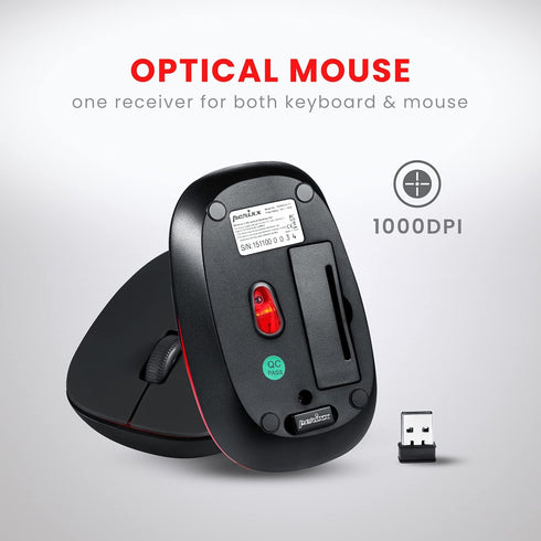 Perixx PERIDUO-712B Wireless Mini Keyboard and Mouse Set, Black, US English Layout...