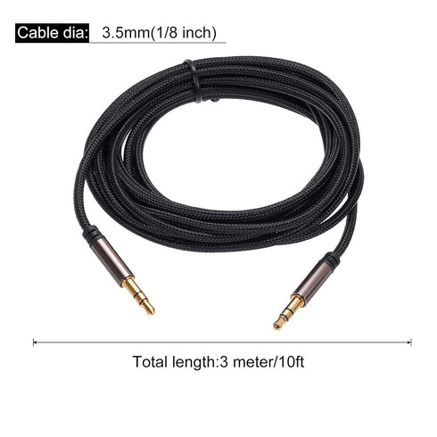 MECCANIXITY 3.5mm TRS Aux Cable Male to Male Auxiliary Audio HiFi Headphone Cord 10ft Nylon Braided for Phone Headphone Speaker Stereo Echo, Brown...