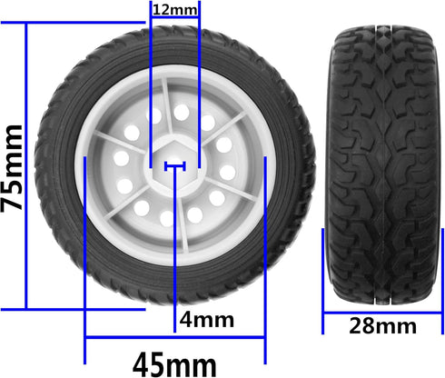 ShareGoo 75mm RC Rally Car Tires Rubber Tires Tyres & Plastic Wheel Rims 12mm Hex Compatible with Traxxas Tamiya HSP HPI Kyosho 1/10 RC On Road Ra...