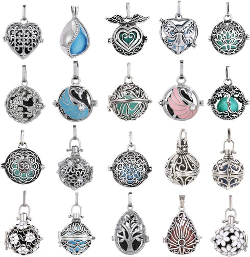 Mixed Pearl Cage Locket Pendants Set, Essential Oil Diffuser DIY Necklace Bracelet Jewelry Making Craft, Bulk Beads Aromatherapy Diffuser Charms G...